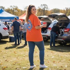 Itsa Girl Thing Orange Football Tailgates Touchdowns Graphic T Shirt XL